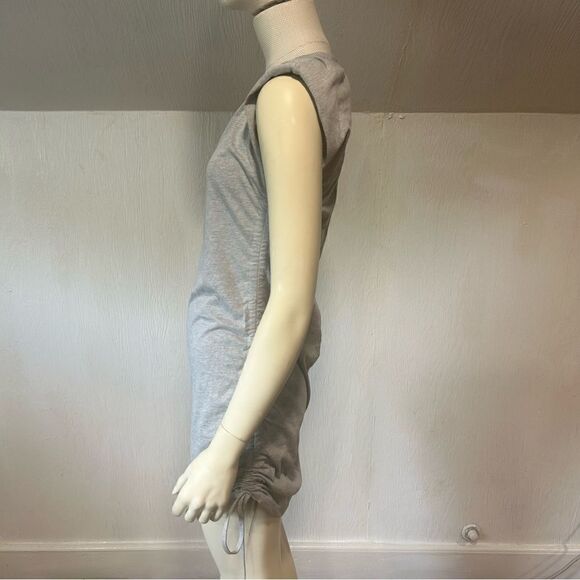 Cloud Ten GRAY PADDED SHOULDER DRAWSTRING RUCHED T-SHIRT DRESS sz S - Picture 11 of 13